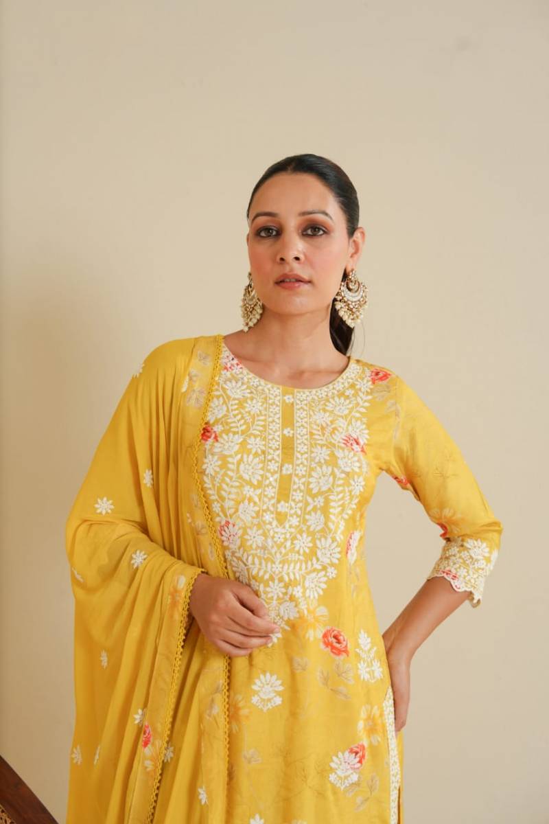 Tanyaa P 158 Lucknowi Masleen Kurti Bottom With Dupatta Wholesale Suppliers In Mumbai
