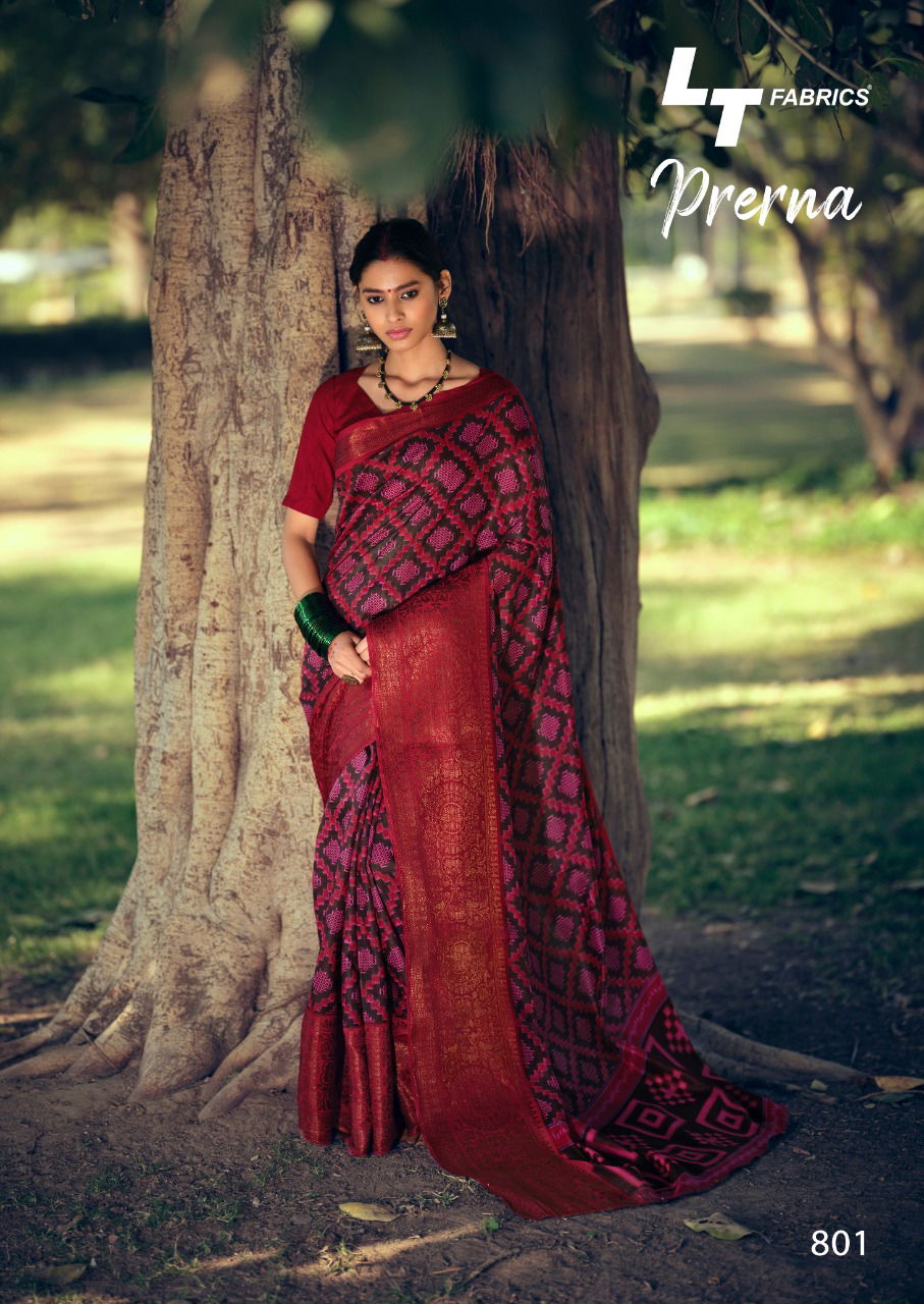 Lt Prerna Fancy Designer Festive Wear Heavy Printed Cotton Silk Sarees Latest Collection
