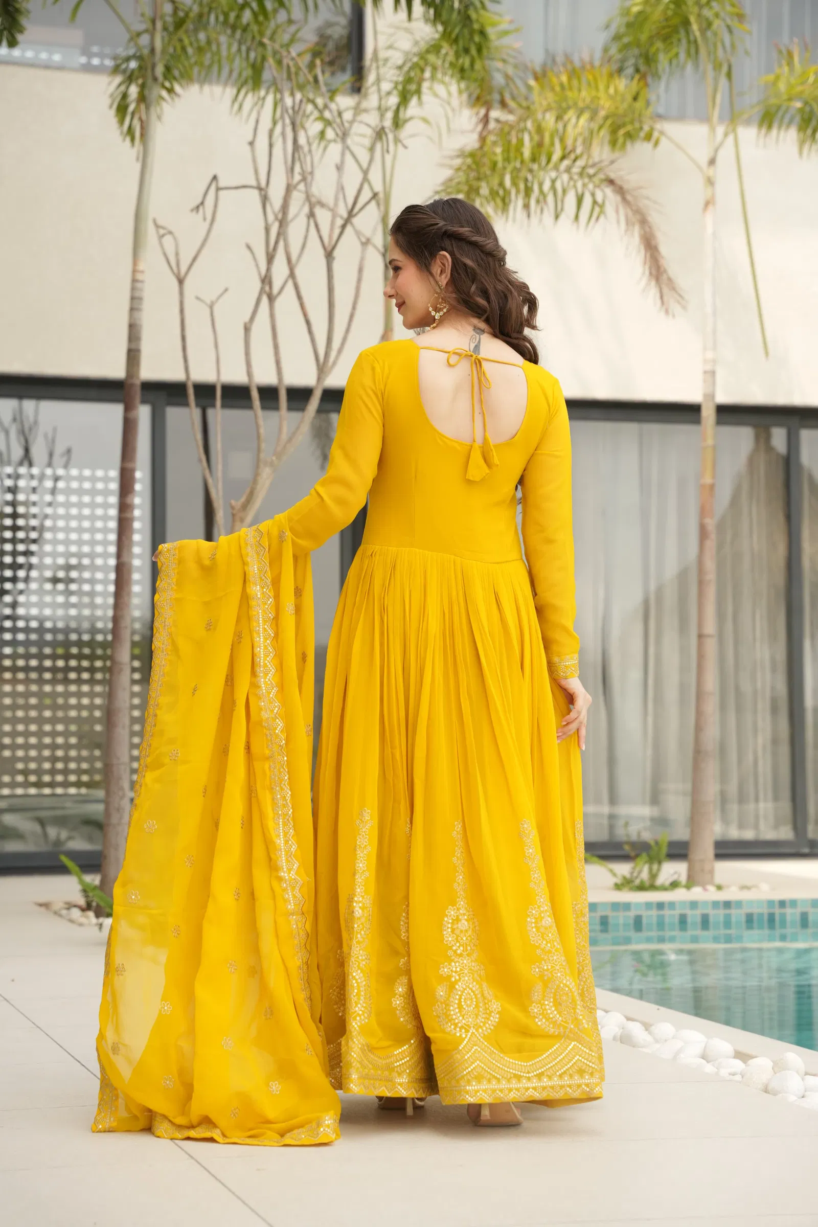 KA 1162 Faux Blooming Embroidery Designer Gown With Dupatta Wholesale Online