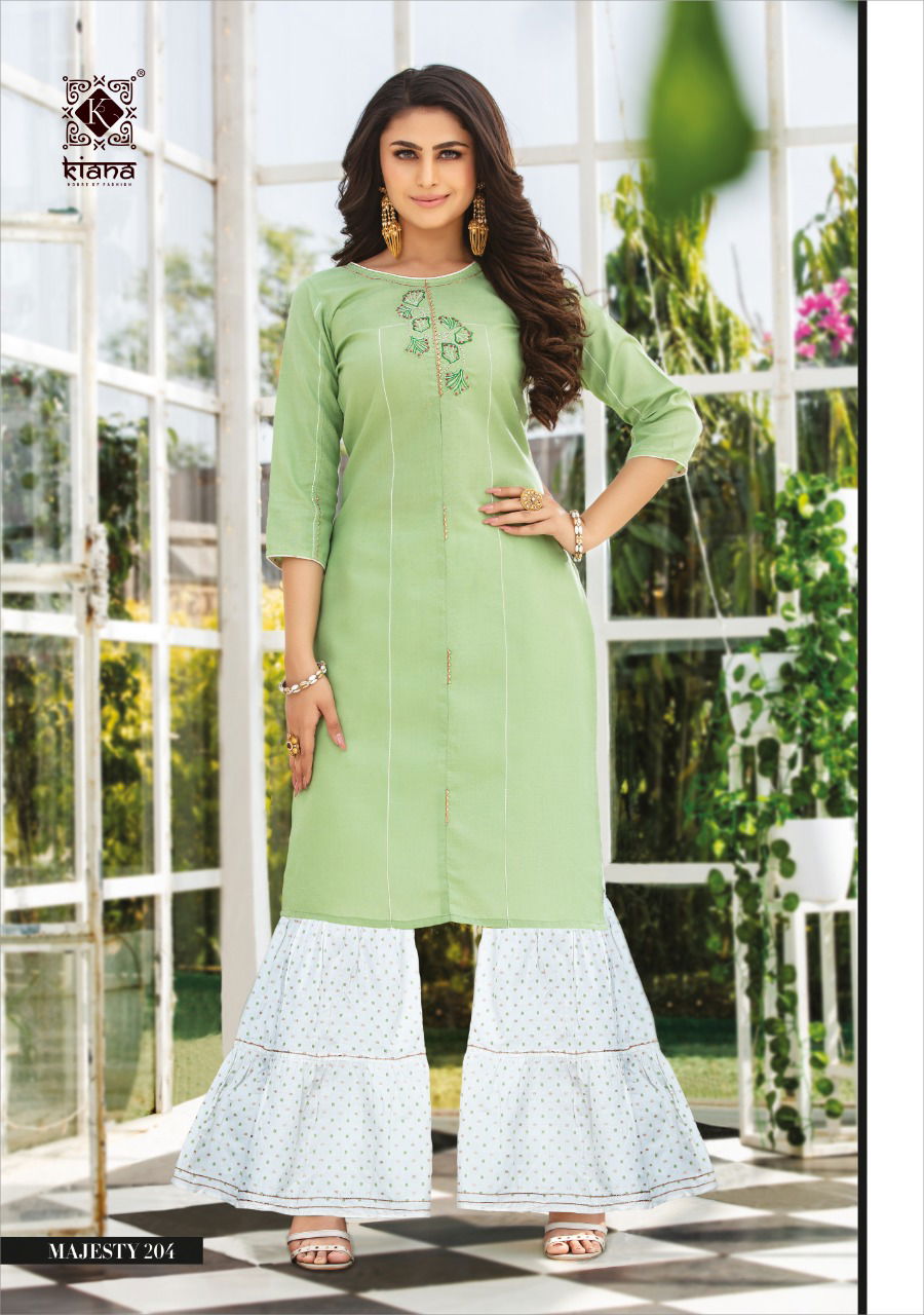 Kiana Majesty Viscose Latesty fancy Designer Ethnic Wear Viscose Kurti With Bottom Collection
