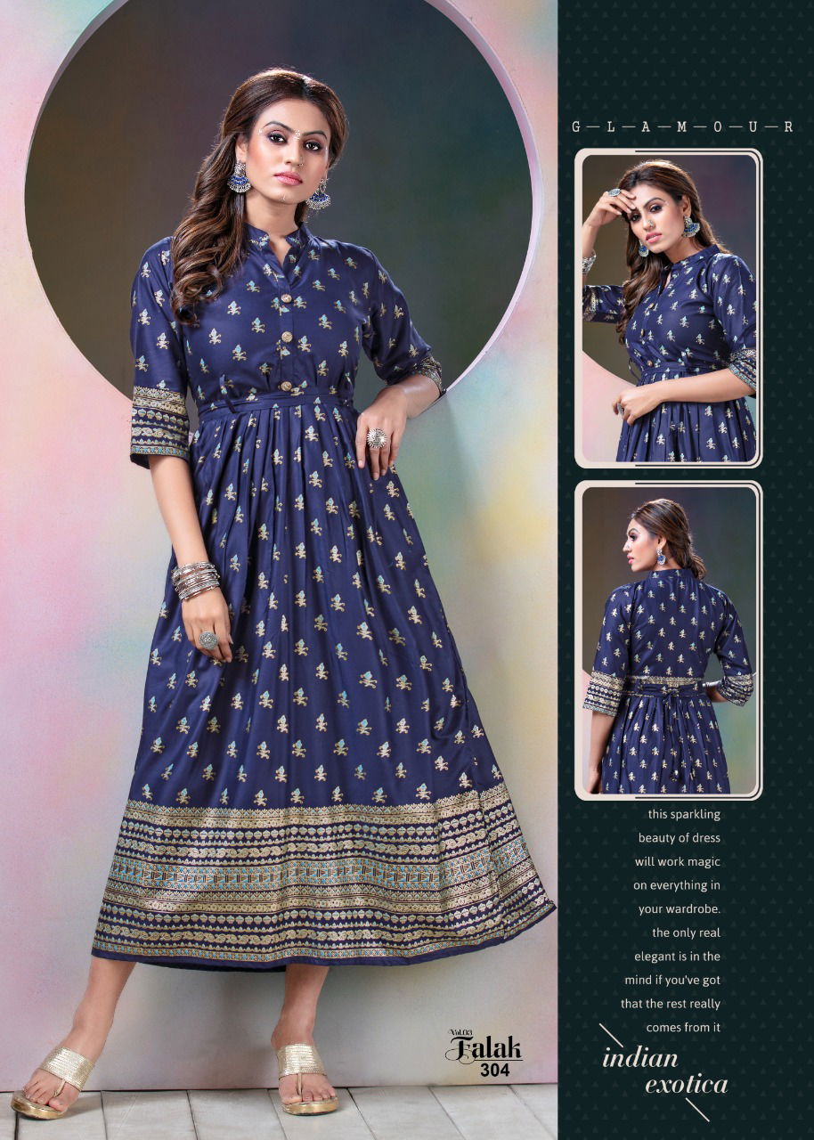 Falak Vol 3 Latest Designer Heavy Festive Wear Long Gown Style Rayon Kurti Collection