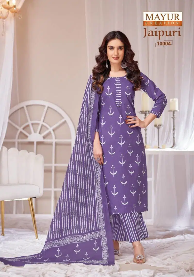 Jaipuri Vol 10 By Mayur Cotton Printed Stylish Dress Material Wholesale Online