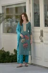 Tew Tissue With Floral Printed Embroidery Kurti With Bottom Dupatta Wholesalers In Delhi