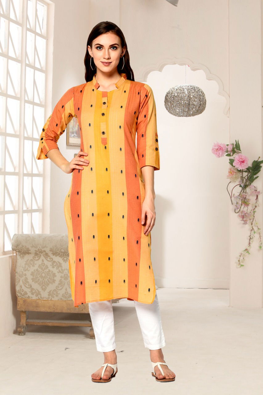 Handloom Latest Fancy Designer Regular Casual Wear Cotton Printed Kurtis Collection
