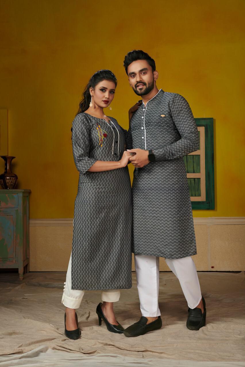Ram-Leela Couple Combo Of Kurta With Pants And Kurti With Pants 