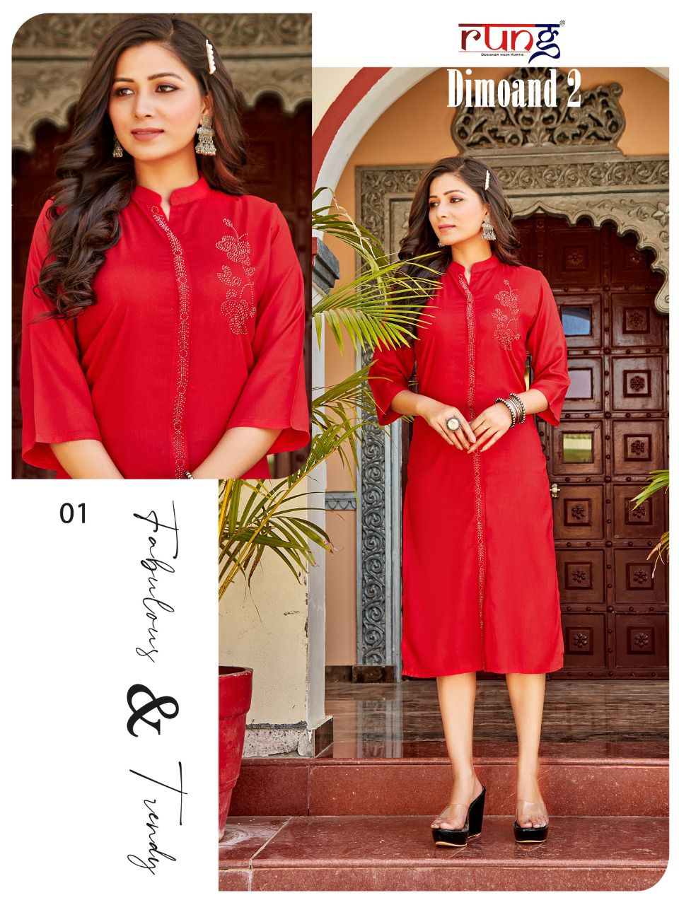 Rung Dimoand 2 Ethnic Wear Designer Rayon Designer Kurti Collection