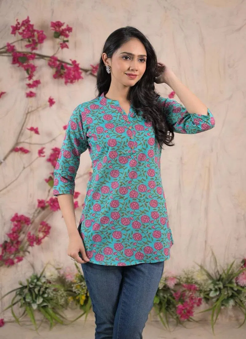 Nina F 04 Cambric Cotton Summer Wear Short Kurti Online Wholesale