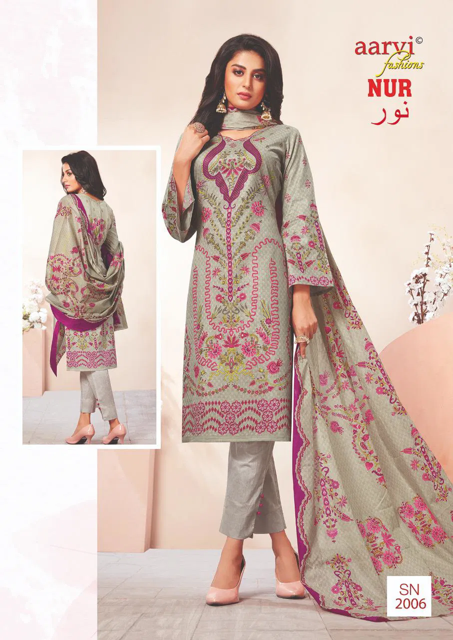 Aarvi Fashion Nur 2 Karachi Cotton Dress Material Collection

