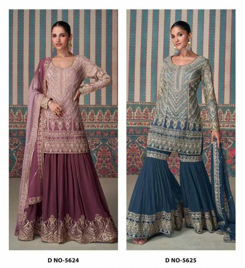 Nikhar 5624 And 5625 Georgette Embroidered Suits Wholesale Suppliers In Mumbai