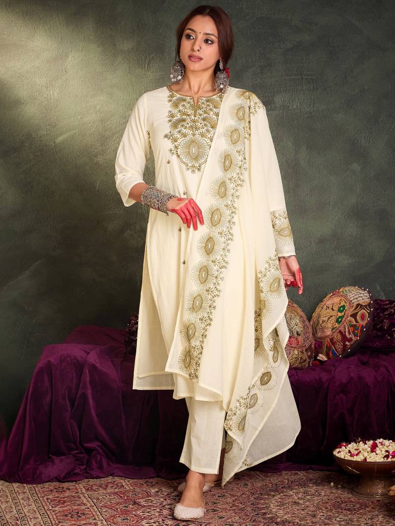 Indo Era 2548 Cotton Embroidered Kurti Bottom With Dupatta Online Wholesale