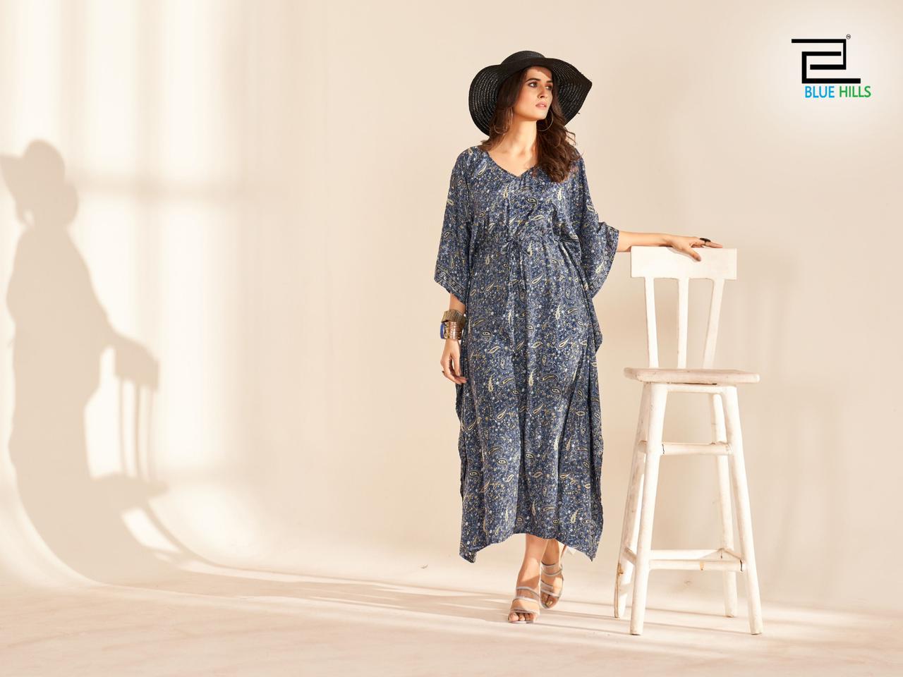Blue Hills Fire Walk Vol 5 Printed Kaftan Kurti Catalog
