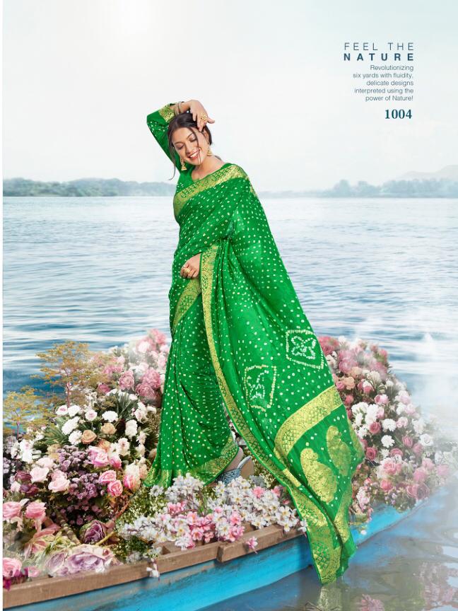 Rajyog Chunari Silk Heavy Bandhani Printed Latest Designer pure viscose with finish blouse Wedding Wear Collection