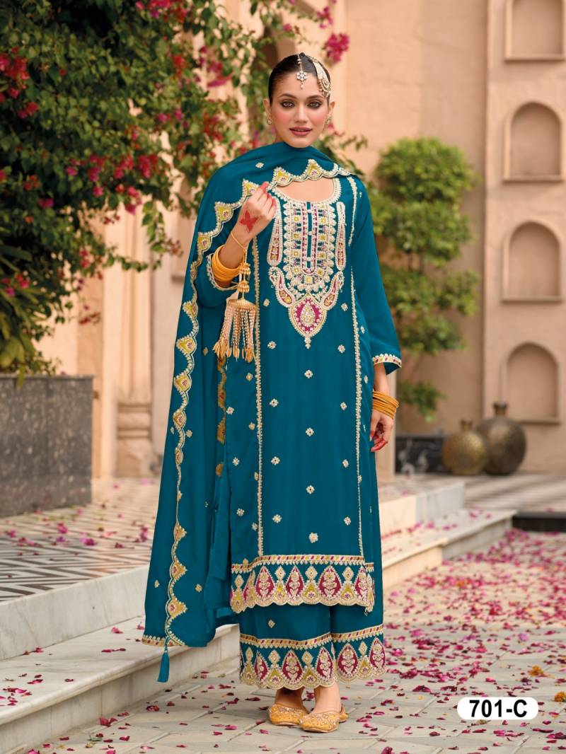Super Hit 701 Designer Embroidered Salwar Suits Exporters In India