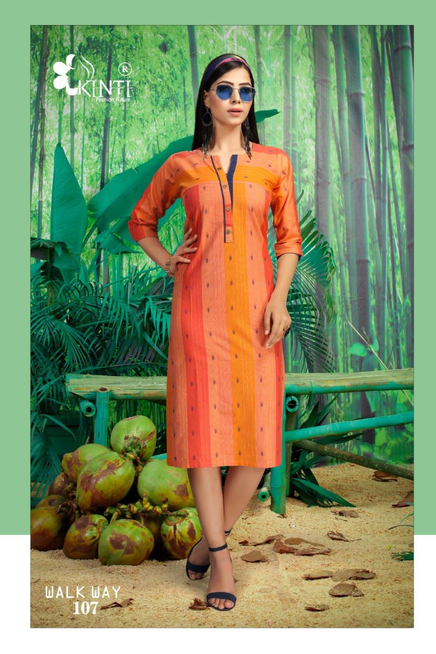 Kinti Walkway Handloom Ethnic Wear South Cotton Straight Designer Kurtis Collection
