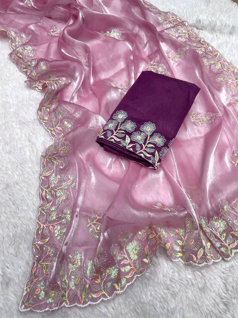 Jiya By Kf Rayon Pure Soft Zimmy Choo Chiffon Silk Saree Wholesale Clothing In India 