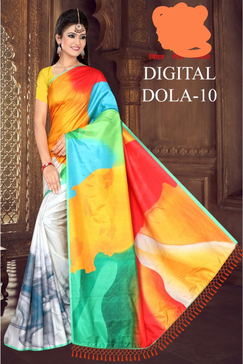 Green Chilli Digital Dola Latest Designer Party Wear Global Linen Juth Digital Printed Saree Collection