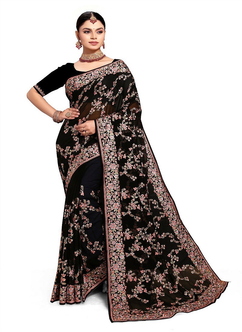 Glow By Utsav Nari Georgette Embroidery Saree Wholesale Online