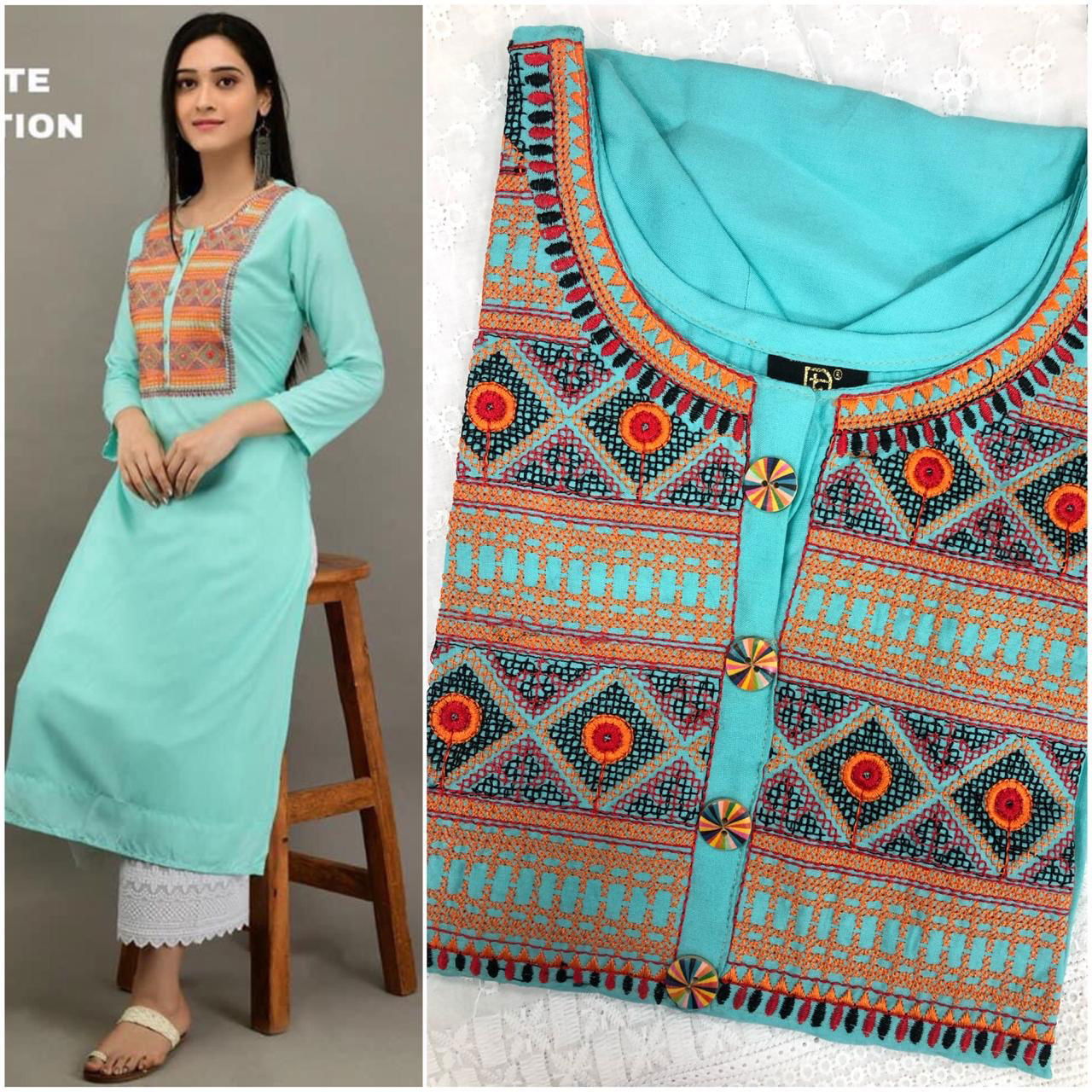 Rafel 2 Rayon Cotton Kurti With Bottom Catalog