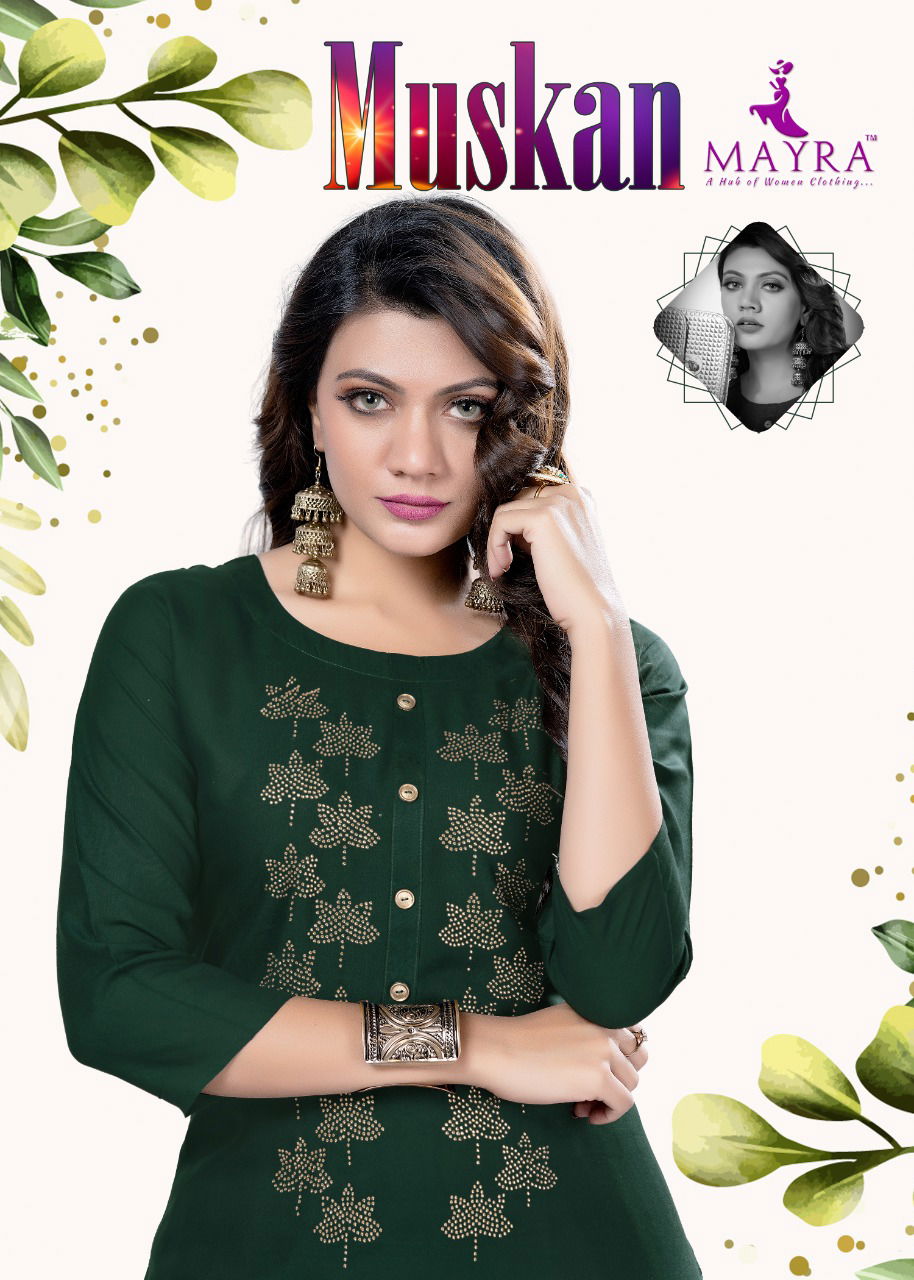 Mayra Muskan Regular Wear Rayon Printed Designer Kurti Collection