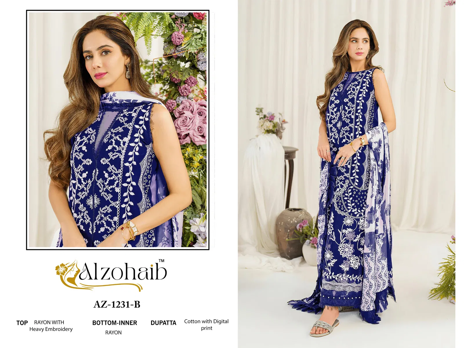 Ruba Vol 1 By Alzohaib Cotton Dupatta Pakistani Salwar Suits Exporters In India