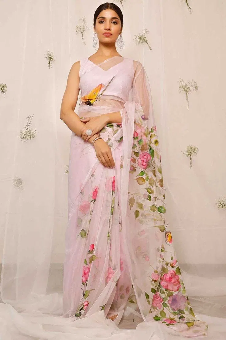 Vk 4130 Organza Silk Digital Print Saree Catalog