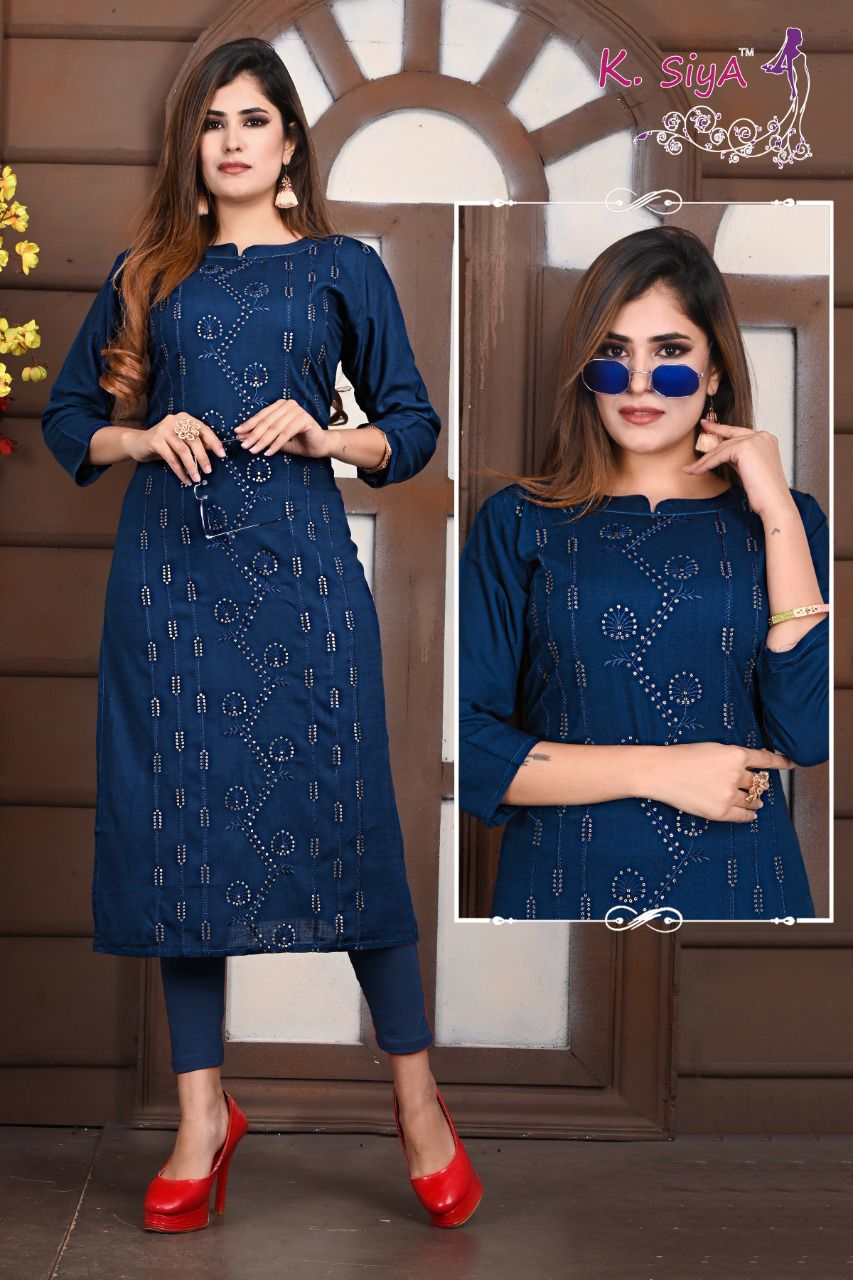 K Siya Purva Fancy Party Wear Rayon Printed Kurti Collection