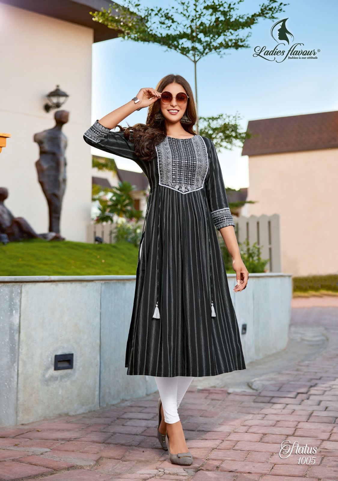 Status By Ladies Flavour Nyra Cut Designer Kurti Catalog
