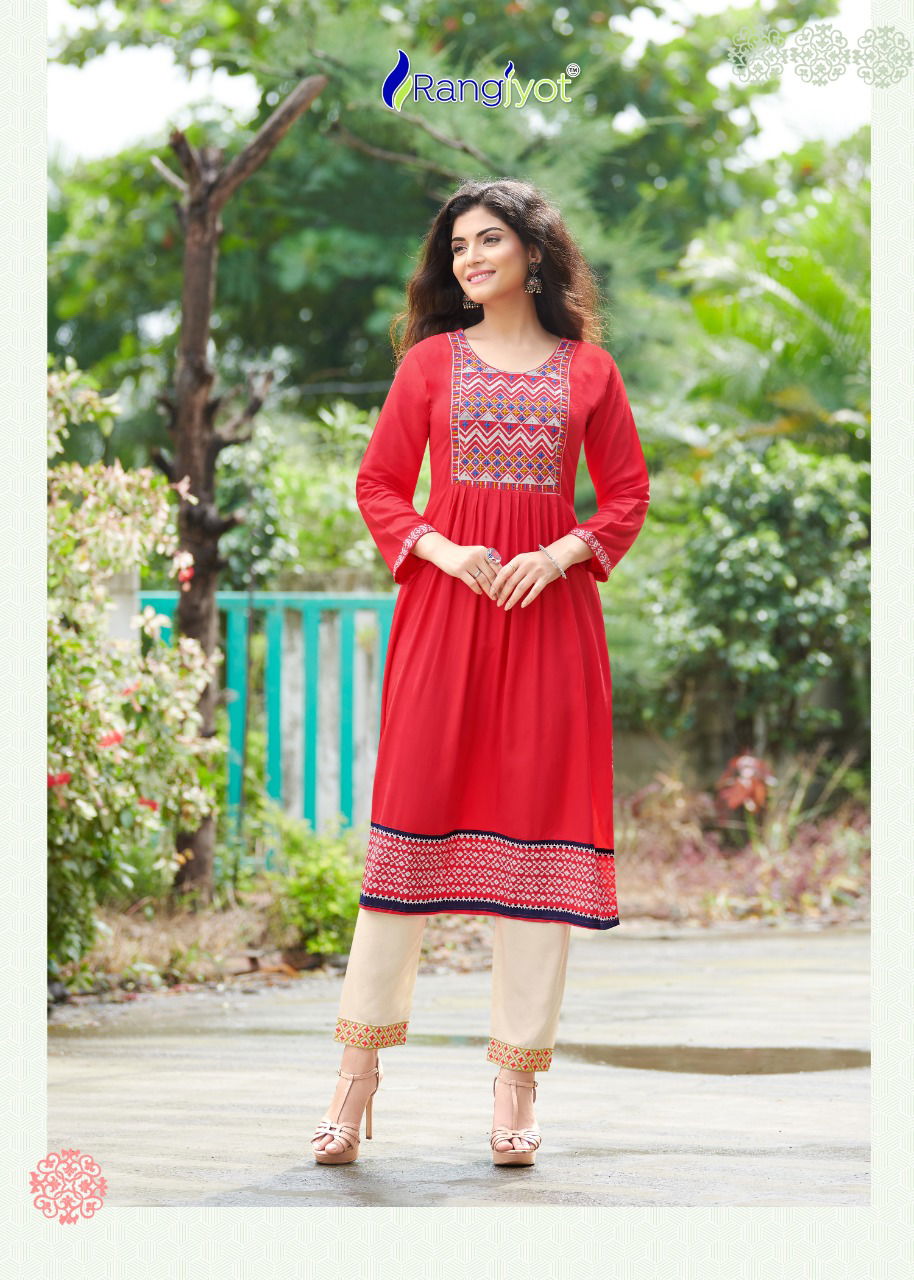 Rangjyot Maria 1 Ethnic Wear Rayon Designer Latest Kurti With Bottom Collection

