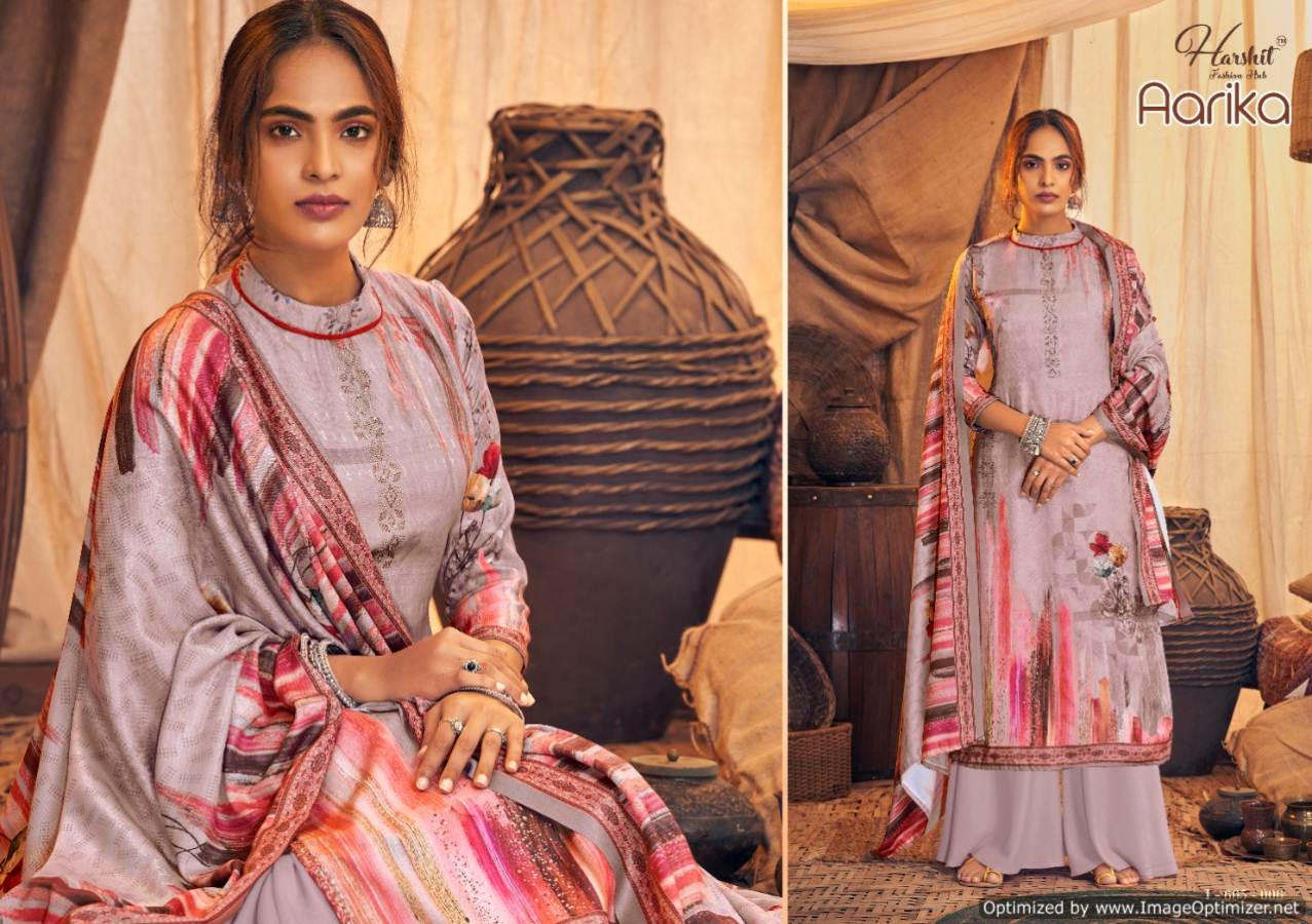 Harshit Aarika Latest Designer Pure Wool Pashmina Print with Swarovski Diamond Work Dress Material Collection 