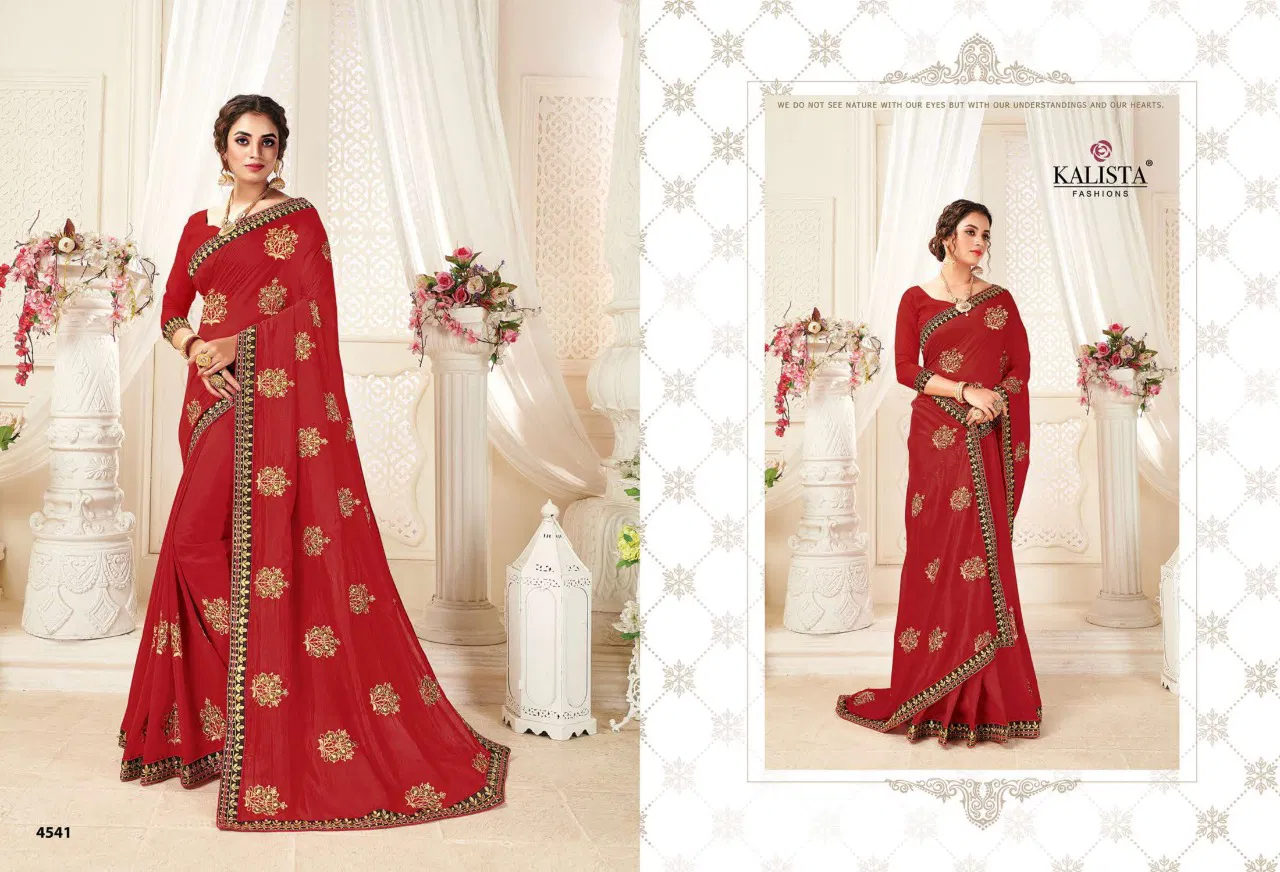 KALISTA EURO Latest Fancy Festive Wear Vichitra Silk Designer Embroidery Work saree Collection