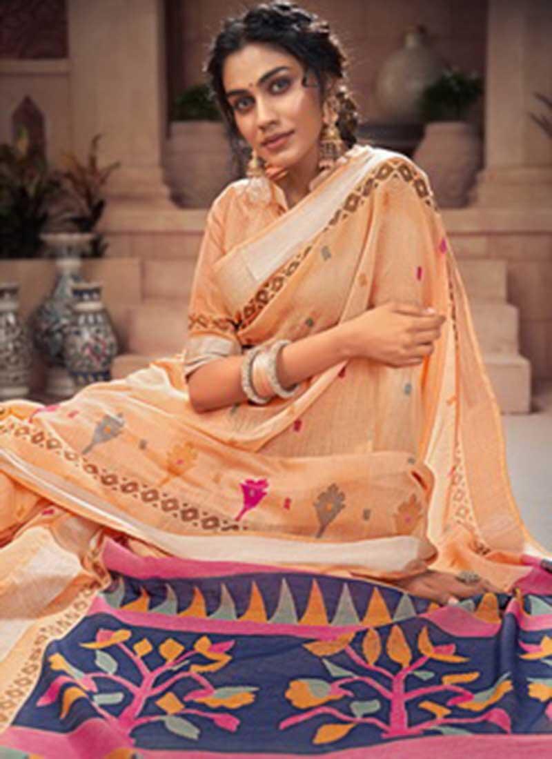 Lifestyle Vivanta Cotton Fancy Cotton Print Saree With Jari Border Designer Party wear Saree Collections
