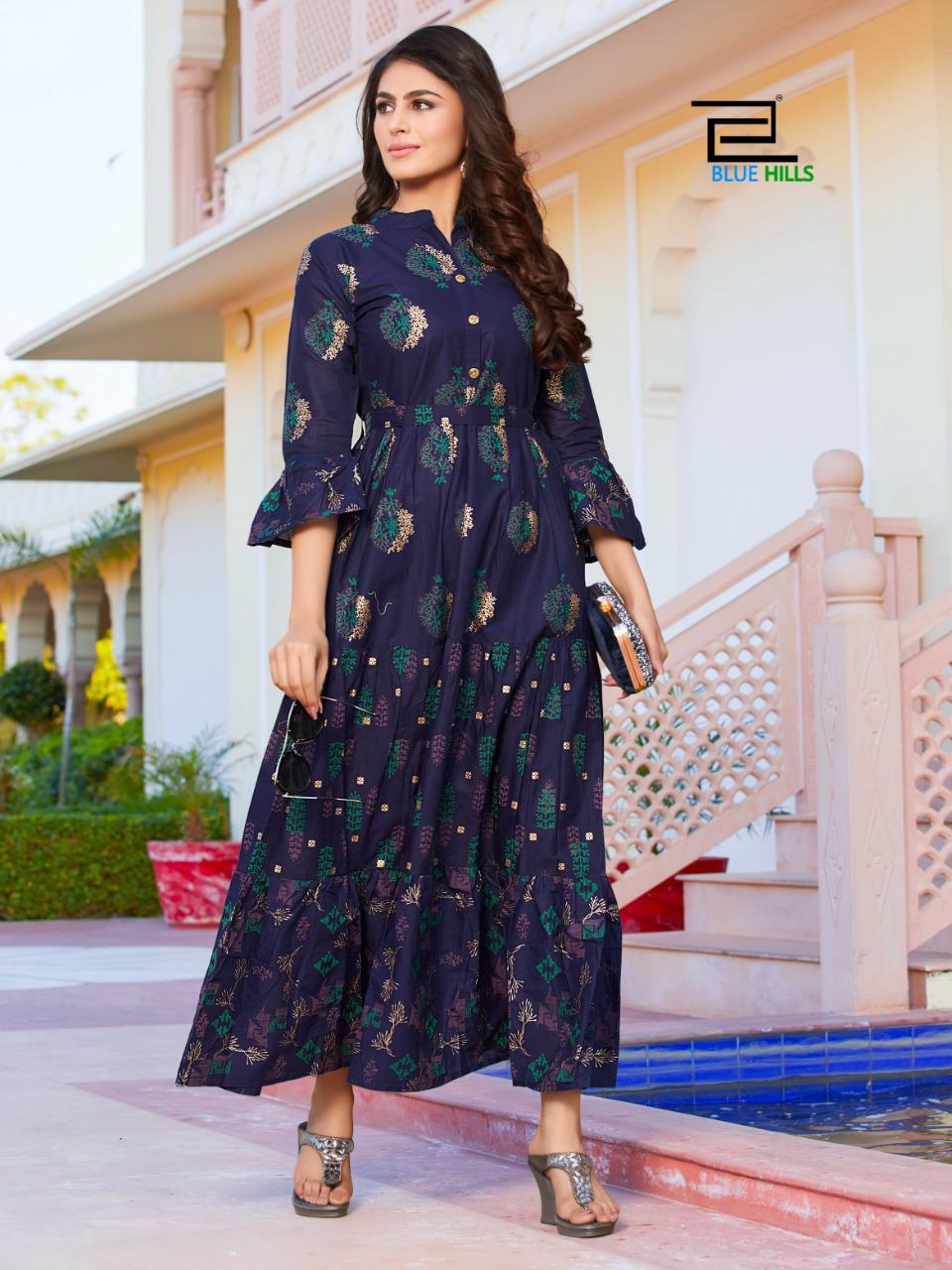 Blue Hills Gulabo 1 Latest Designer Fancy Festive Wear Cotton Printed Long Kurtis Collection
