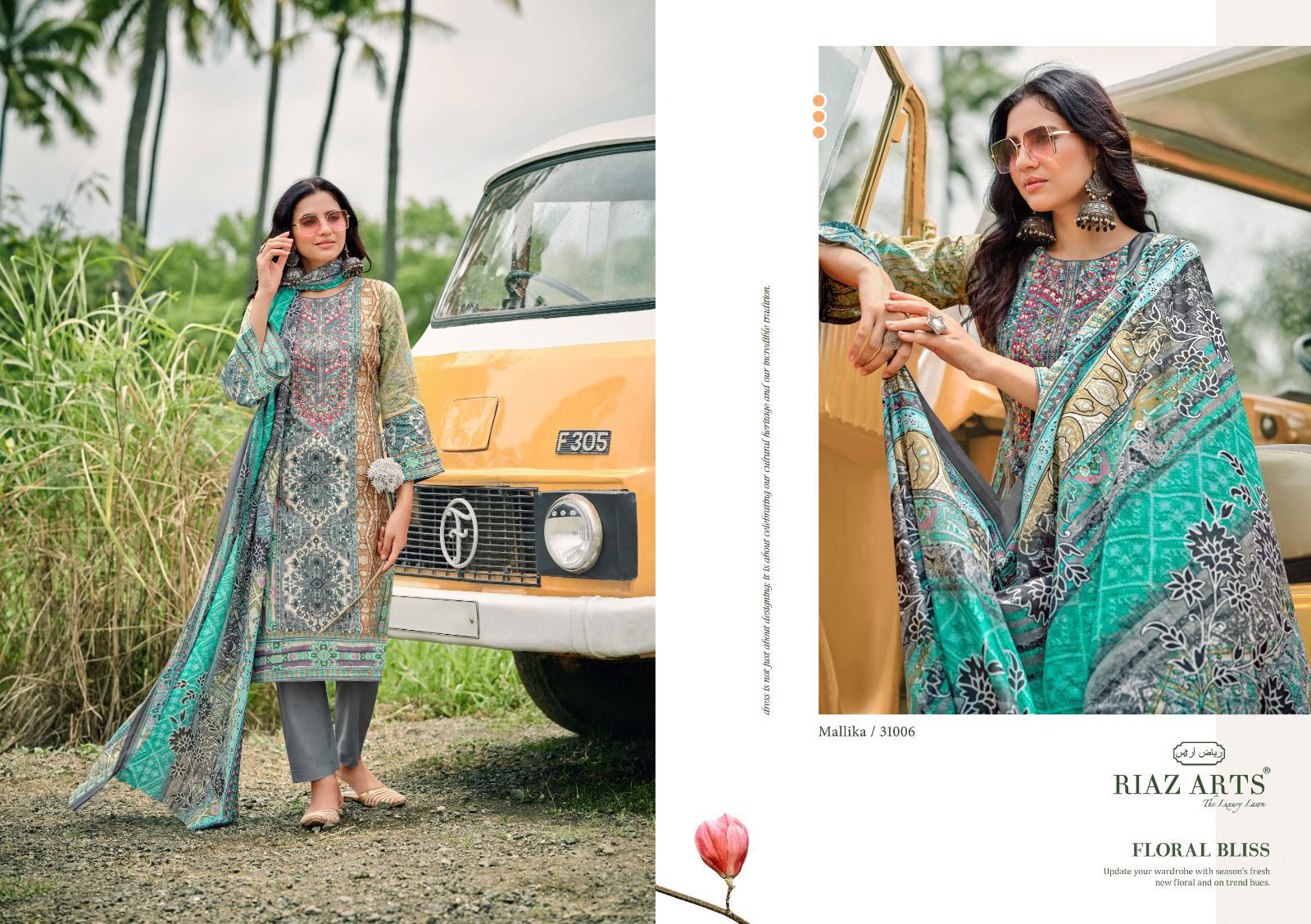 Mallika By Riaz Arts Karachi Lawn Digital Printed Dress Material Orders In India