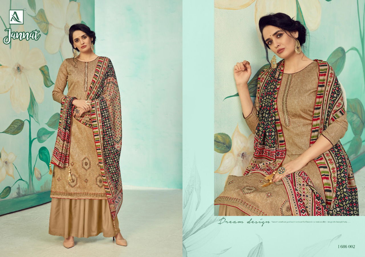 Alok Jannat Latest Fancy Pure Jam Cotton Printed Fancy Embroidery And Swarovski Work Designer Dress Material Collection
