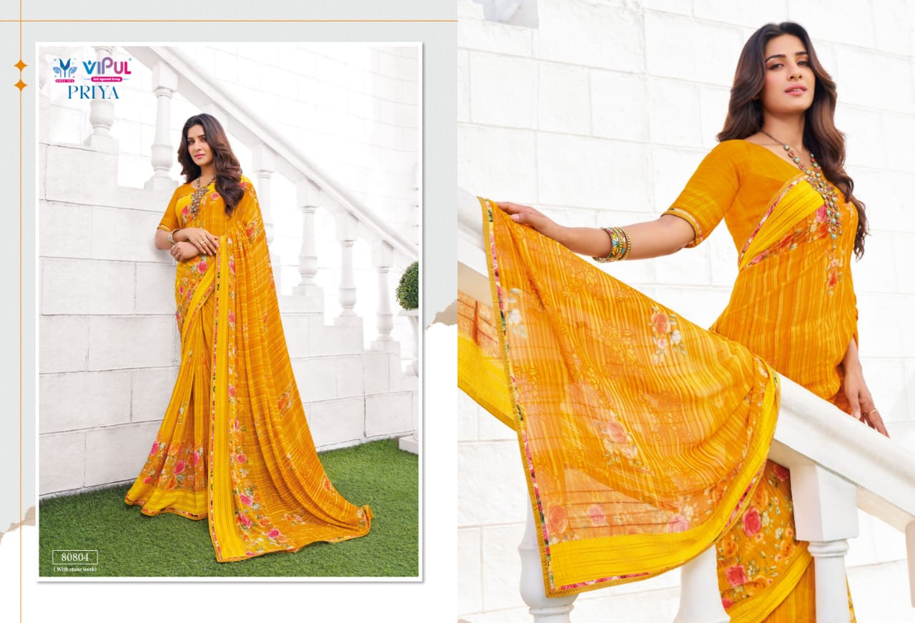 Priya By Vipul Georgette Daily Wear Sarees Wholesale Shop In Surat