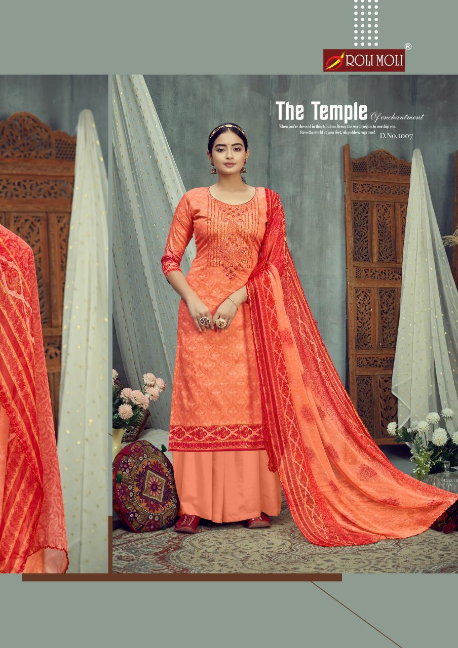 ROLI MOLI SARINA Latest fancy festive Wear Pure Glace cotton Designers Embroidery Readymade Salwar suit collection