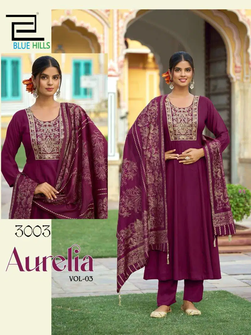Aurelia Vol 3 By Blue Hills Rayon Kurti Bottom With Dupatta Wholesale Price In Surat
