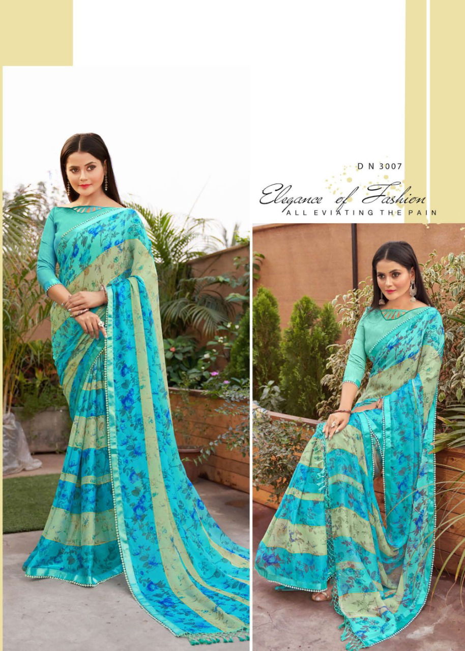 MANSAROVER SURAHI Latest Fancy Casual Wear Moss chiffon zari with Kangri Chitin Border And American Blouse Collection