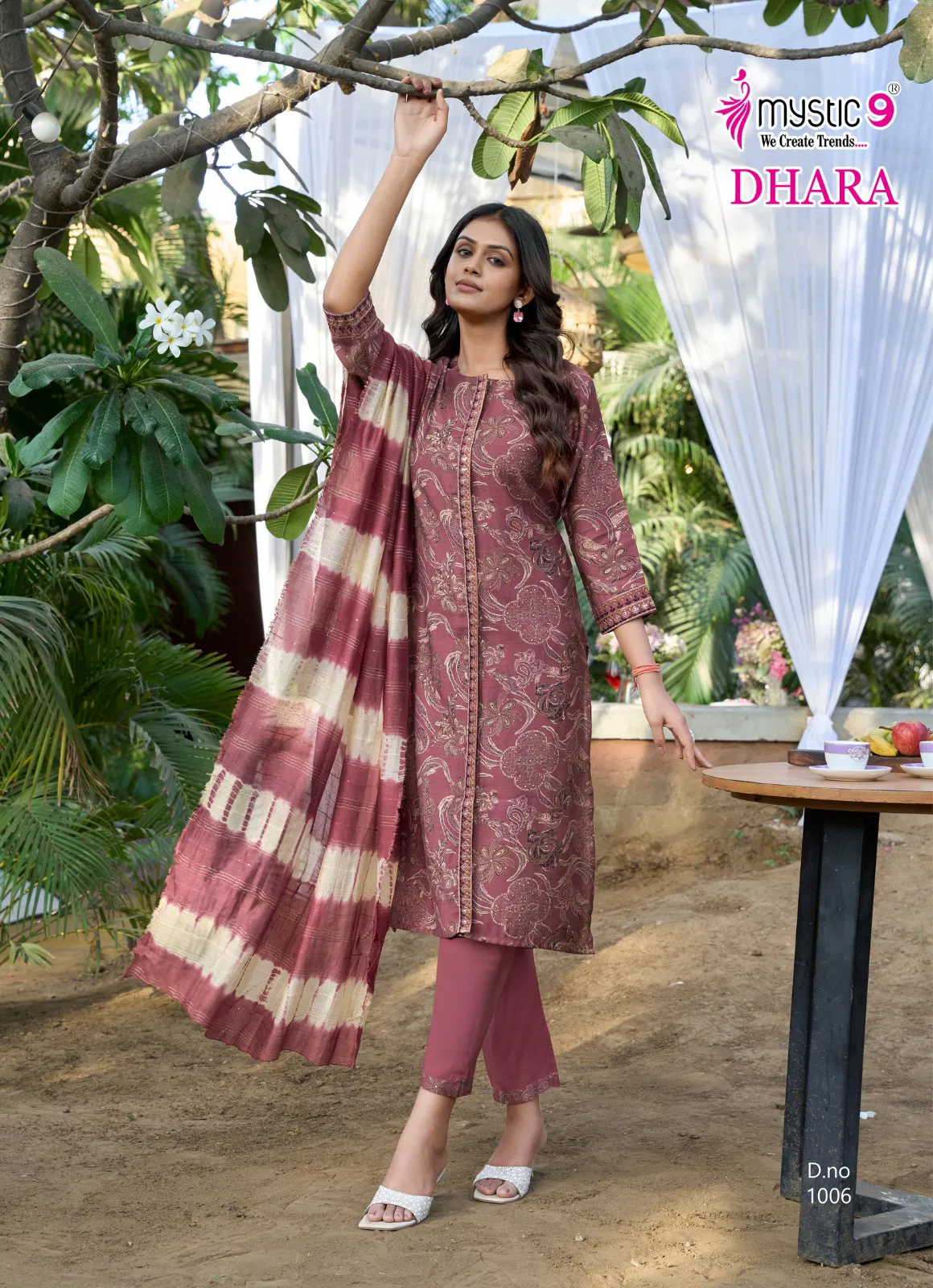 Dhara Vol 1 By Mystic 9 Vertican Printed Kurti With Bottom Dupatta Wholesale Online