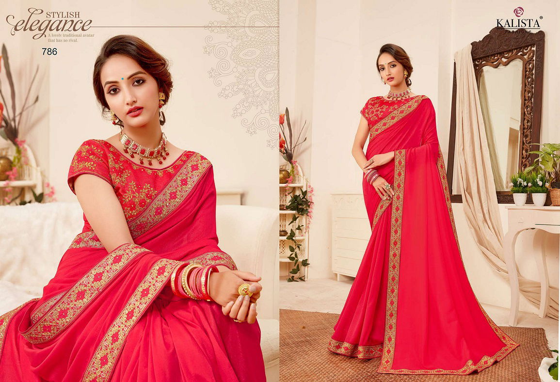 Kalista Dollar Latest Designer Collection Fancy Wedding Wear vichitra silk Embroidery Worked Sarees