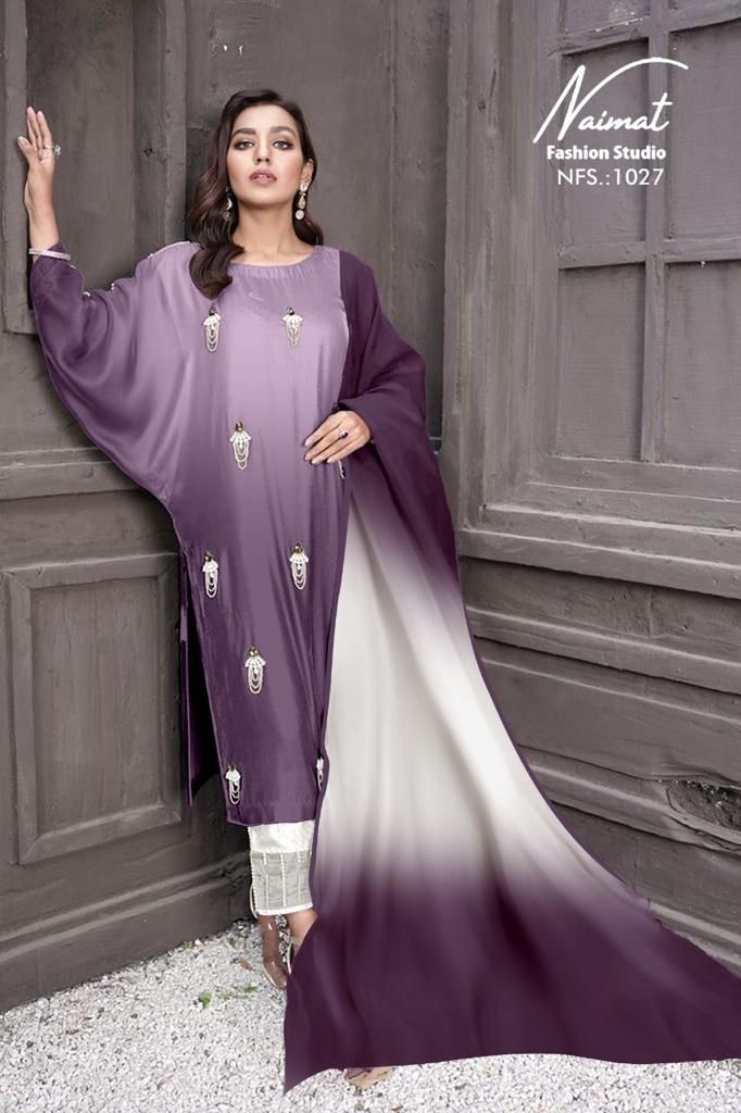 Naimat Fashion Studio 1027 Fancy Party Wear Georgette Top With Bottom And Dupatta Ready Made Collection