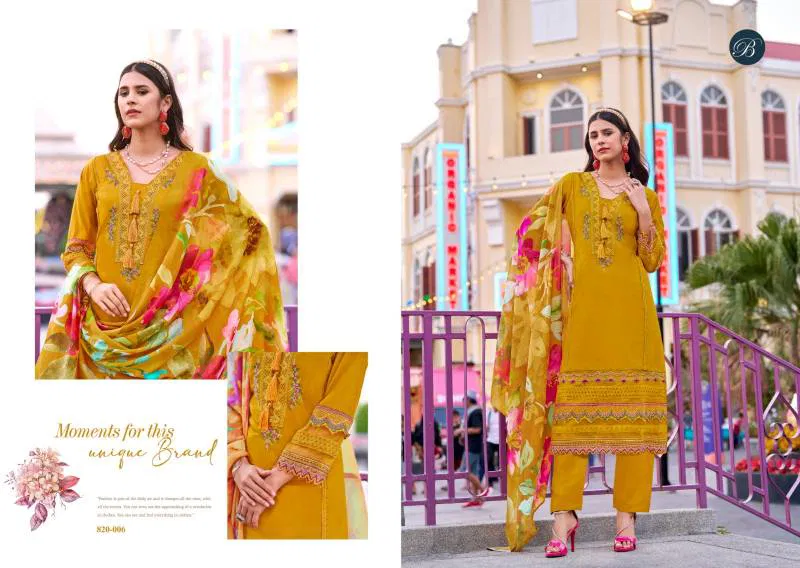 Majestic By Belliza Roman Silk Embroidered Dress Material Wholesale Clothing Distributors In India