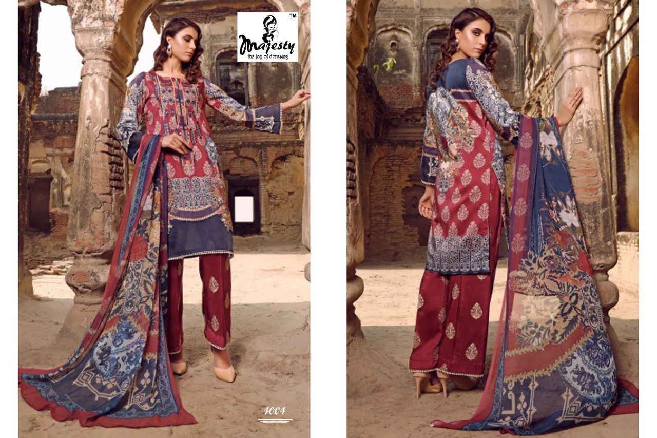 Majesty Firdous Vol 4 Latest Jam Silk Cotton Digital Printed With Patch Embroidery Pakistani Salwar Suit Collection

