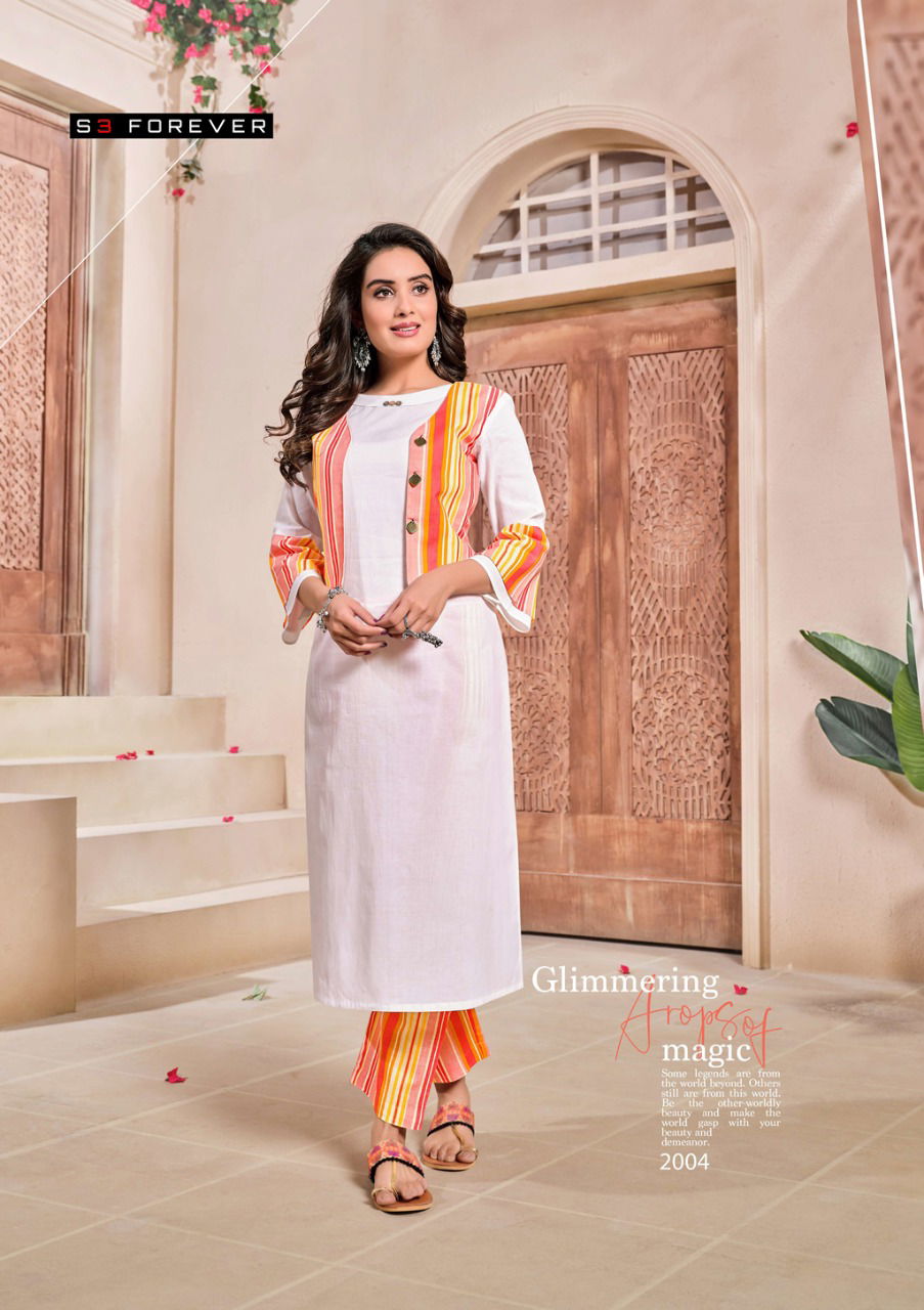 S3 Forever Hello Summer Latest Fancy Designer Casual Wear Jacket Cotton Kurti With Bottom Collection
