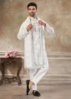 White Color Outluk Wedding Vol 46 Silk Embroidered Pintex Work Kurta With Pajama Manufacturers 4602