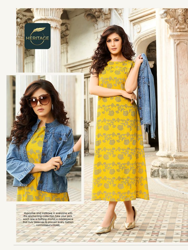 Heritage Jack N Jill Fancy Party Wear Rayon Printed Long Kurti Collection