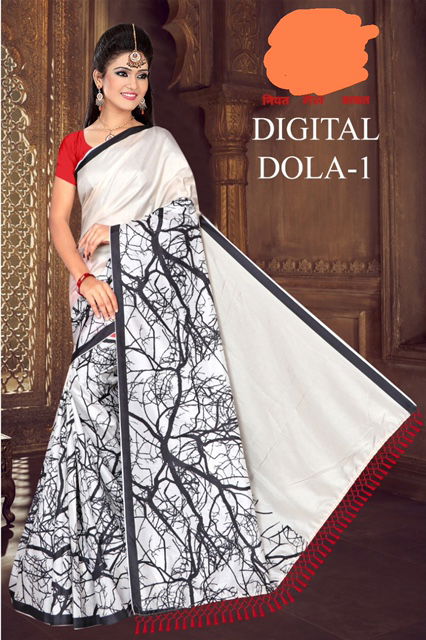 Green Chilli Digital Dola Latest Designer Party Wear Global Linen Juth Digital Printed Saree Collection