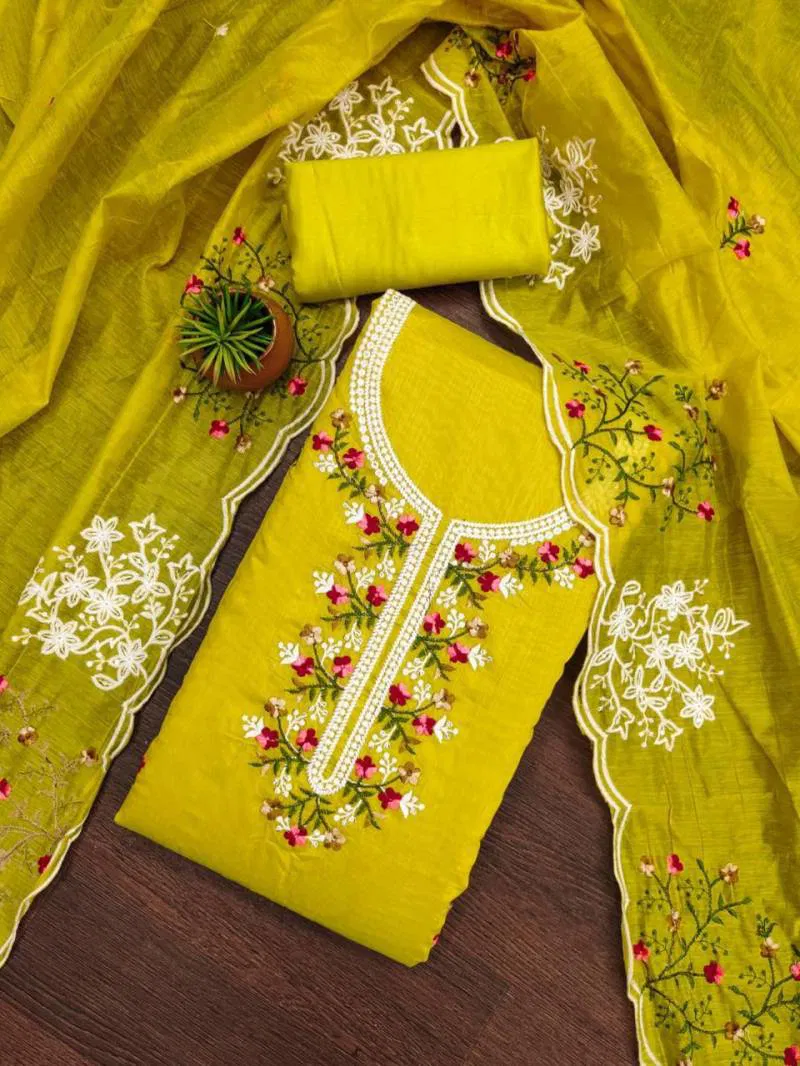 Color Set 9071 Stylish Chanderi Cotton Dress Material Bulk Orders In India