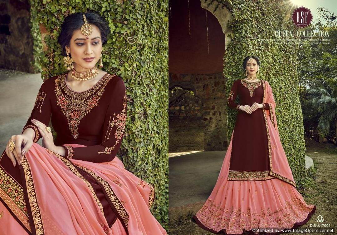 Rsf Rajjo Latest Designer Party Wear Wedding Ghaghra Style Suit Collection With Heavy Work and Soft Chinon Silk Dupatta With Four Side Embroidery Lace 