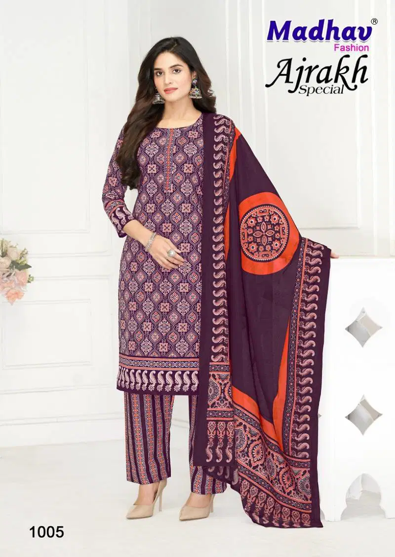 Ajrakh Special By Madhav Cotton Printed Surat Dress Material Wholesale Market